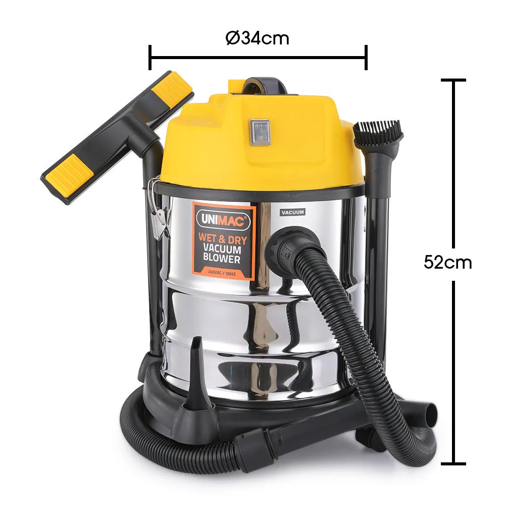 1400W 20L Wet & Dry Vacuum with Blower, HEPA Filter - Unimac