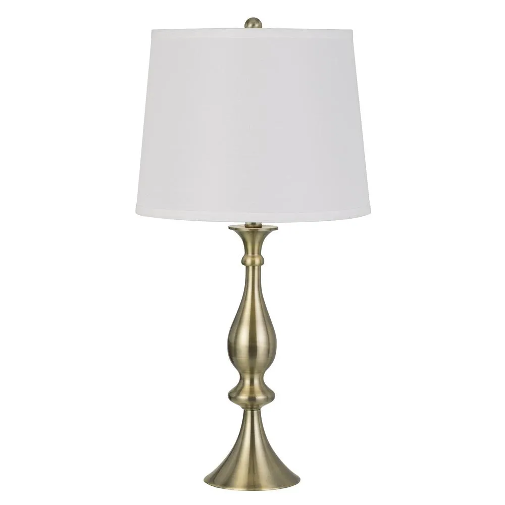 150W 3 Way Pori Metal Table Lamp With Taper Drum Linen Hardack Shade (Priced And Sold As Pairs)