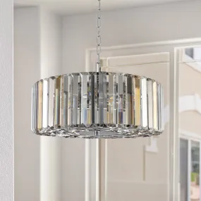 16.5" Modern Transparent Crystal Chandelier Drum-Shaped Crystal Chandelier Luxury Home Decorative Lighting