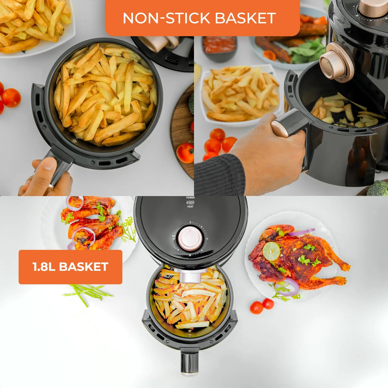 1.8L Rose Gold Vortex Manual Air Fryer   Recipe E-Book