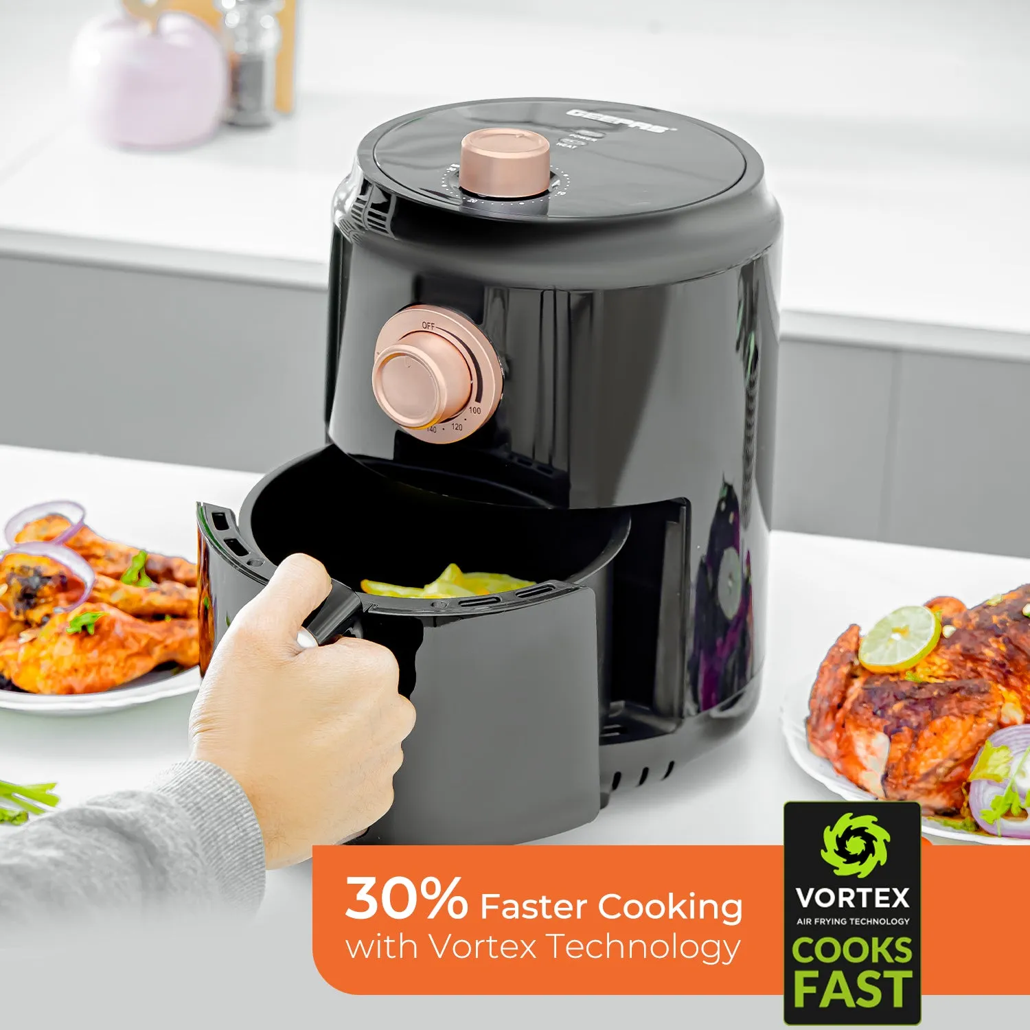 1.8L Rose Gold Vortex Manual Air Fryer   Recipe E-Book