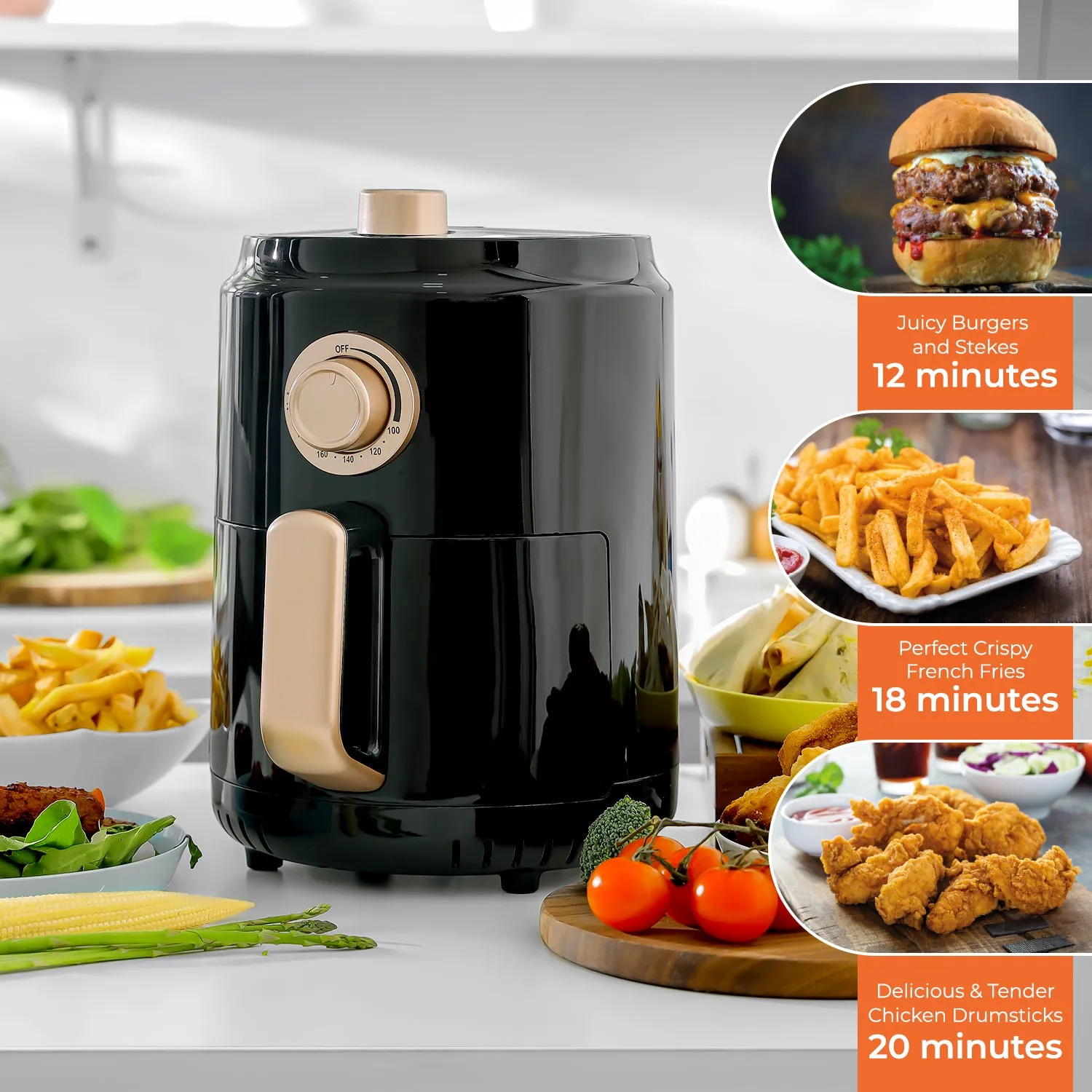 1.8L Rose Gold Vortex Manual Air Fryer   Recipe E-Book