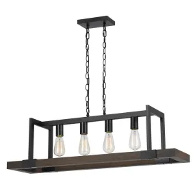 26" Inch Tall Wood Chandelier in Dark Bronze Wood Finish