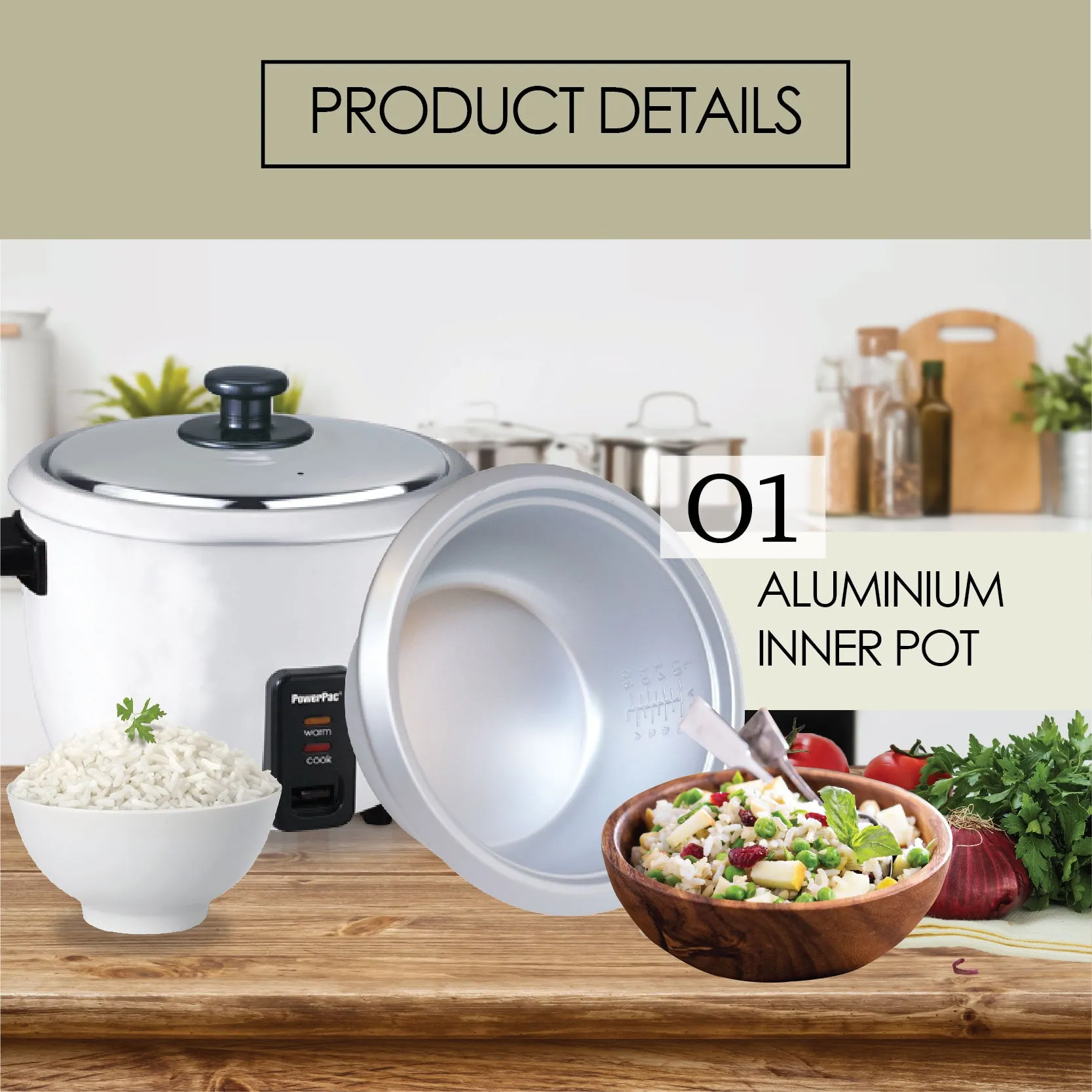 2.8L Rice Cooker with Aluminium Inner Pot (PPRC10)