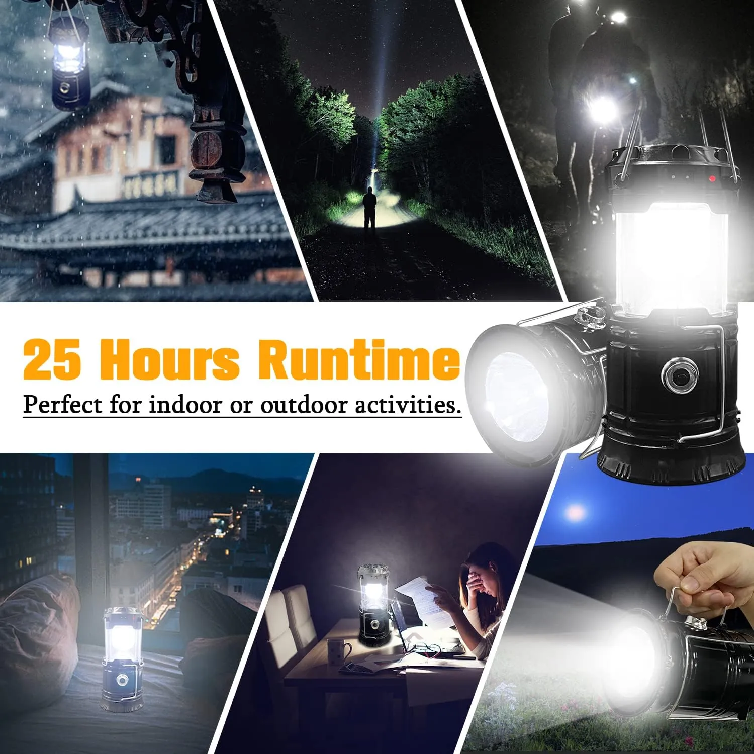 4Pack LED Camping Lantern Compact Waterproof Rechargeable  Portable