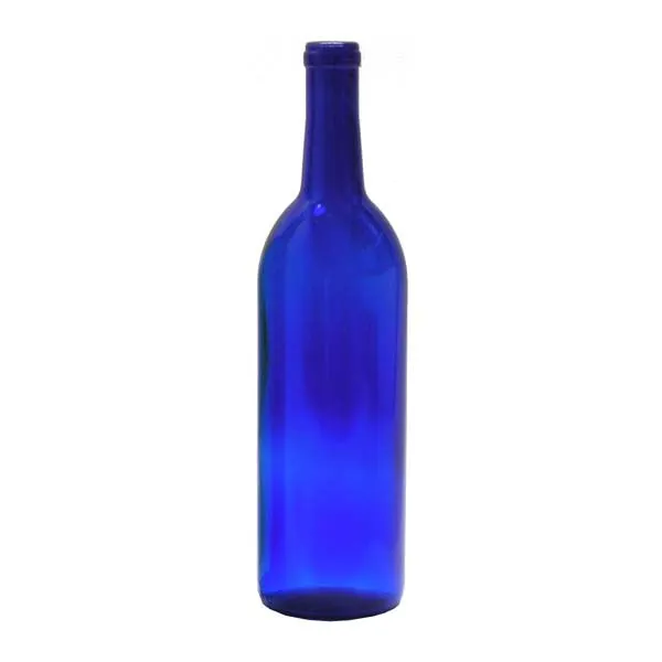 750 ml Cobalt Blue Glass Claret/Bordeaux Wine Bottles, 12 ct