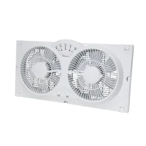 9-inch Reversable Twin Window Fan with Thermostat - White