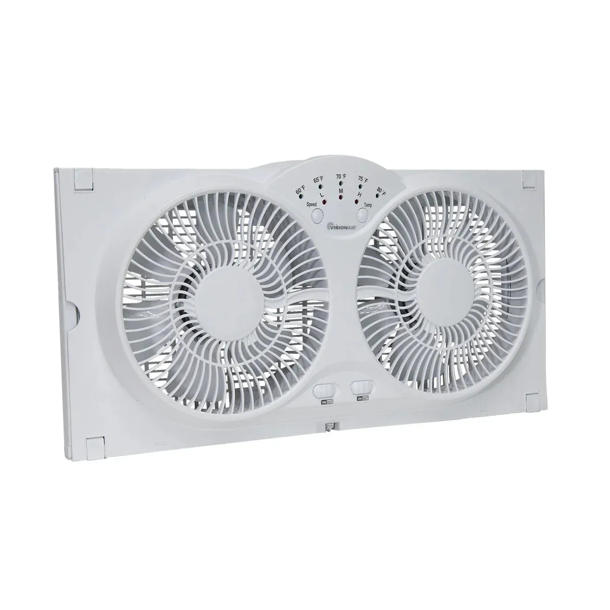 9-inch Reversable Twin Window Fan with Thermostat - White