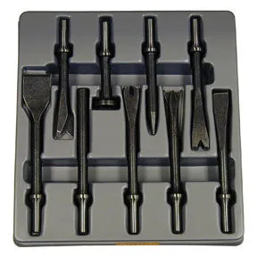 9 Piece Deluxe Bit Attachments for Air Hammer Chisel Metal Steel Cutter Tool Set