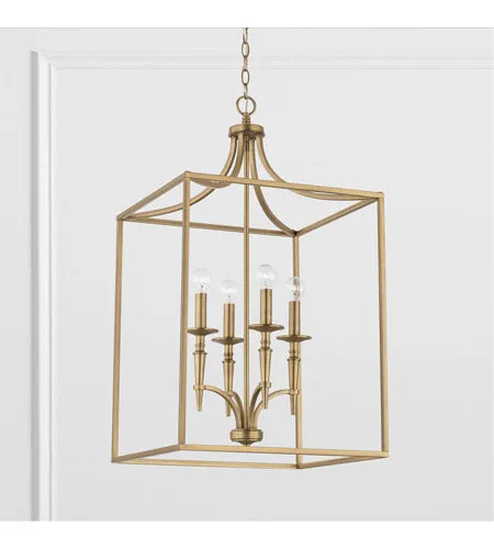 ABBIE 4 LIGHT FOYER, AGED BRASS