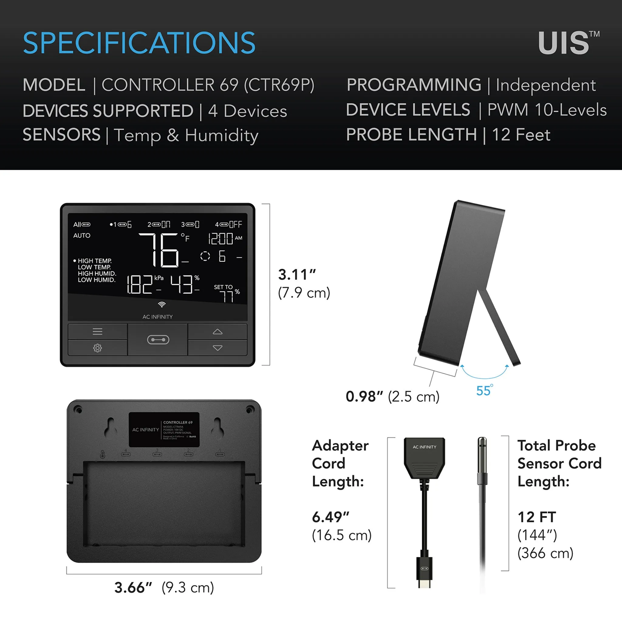 AC Infinity UIS Controller 69 Pro (4 ports with Wifi   Bluetooth version)