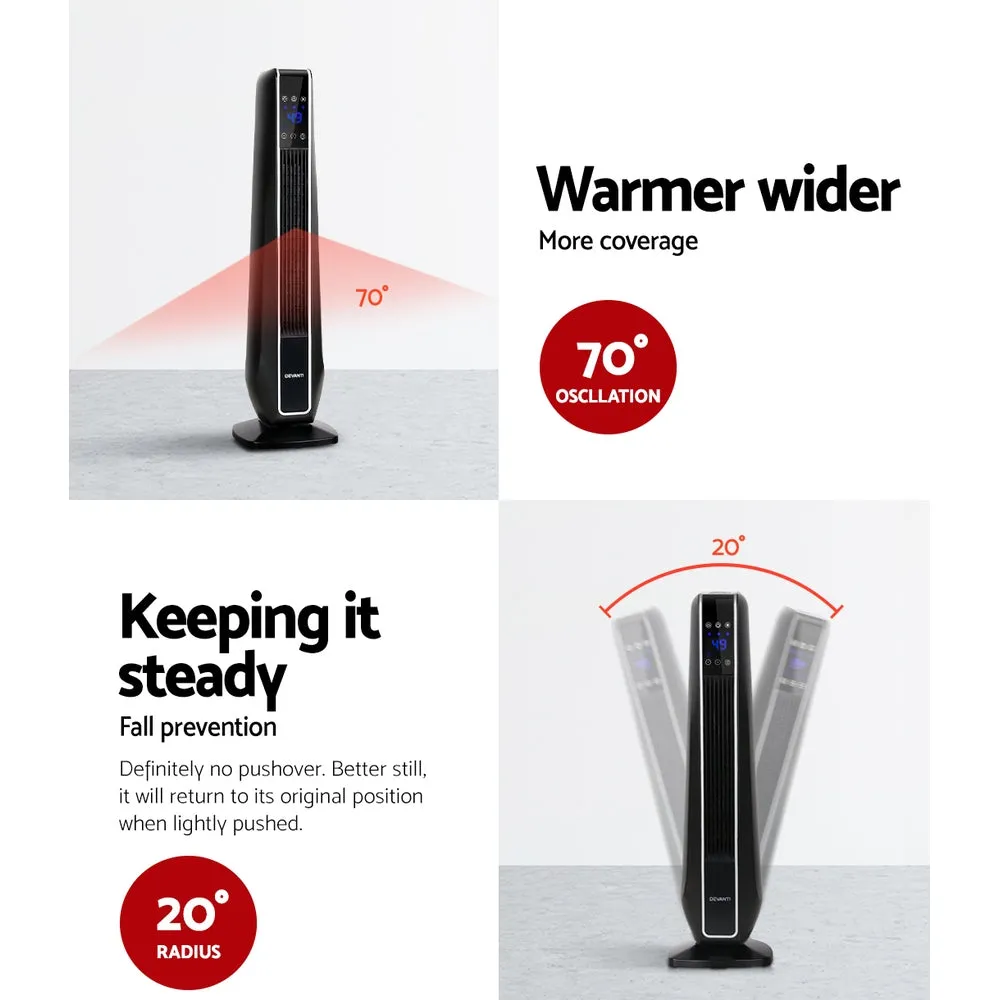 Adjustable Ceramic Tower Heater 2400W, LED Display - Devanti