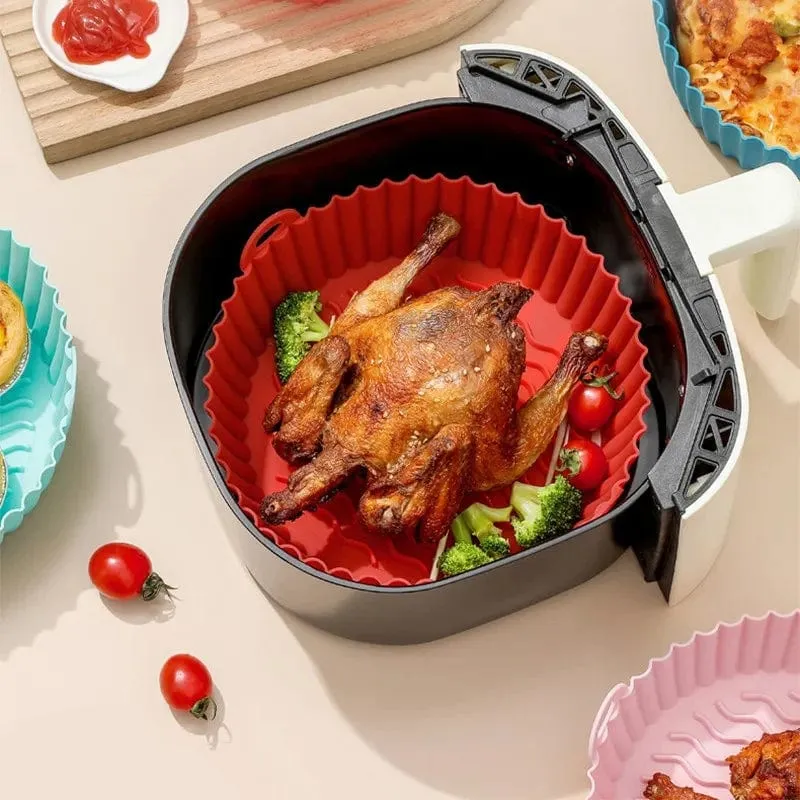 Air Fryer Silicone Reusable Pan - ( Pack Of 3 )