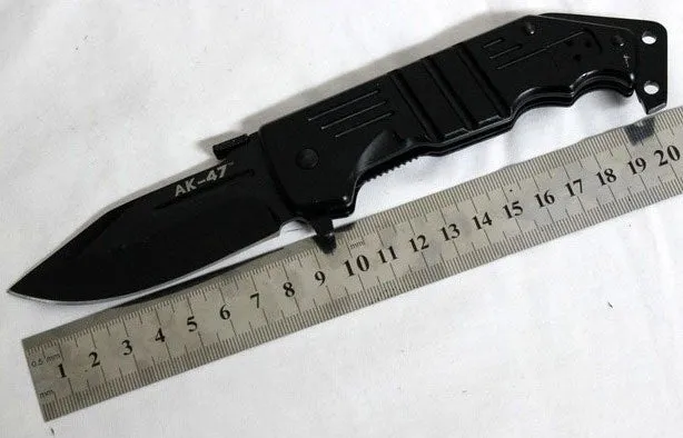 AK-47 Camping Survival Folding Knife 440C Blade Aluminium Handle