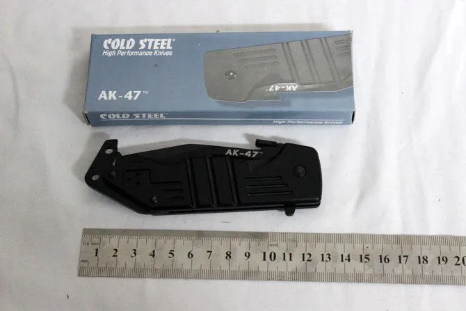 AK-47 Camping Survival Folding Knife 440C Blade Aluminium Handle