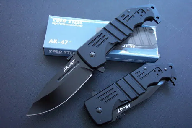 AK-47 Camping Survival Folding Knife 440C Blade Aluminium Handle