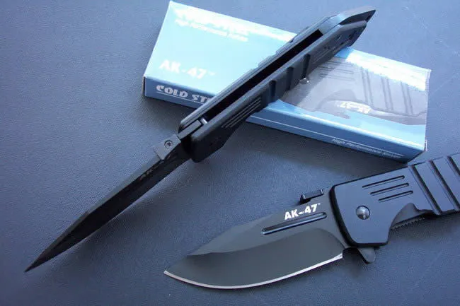 AK-47 Camping Survival Folding Knife 440C Blade Aluminium Handle