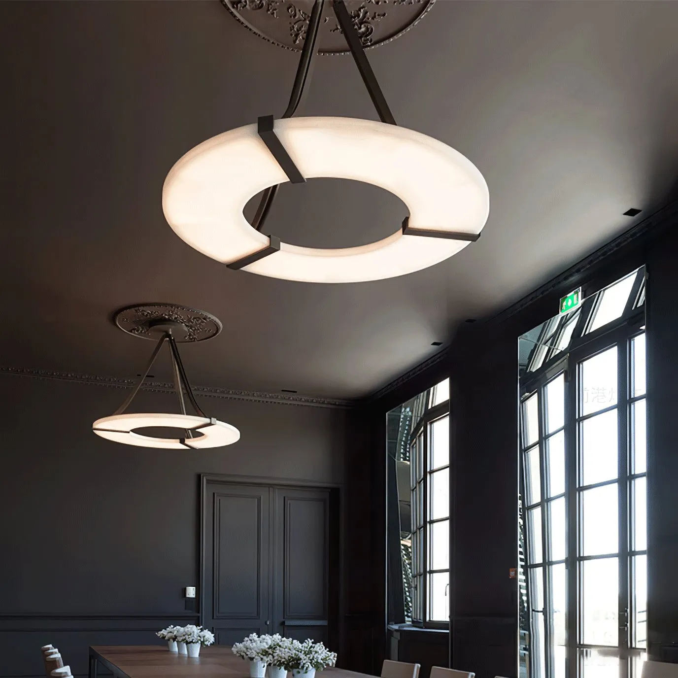 Alabaster Halo Pendant Light