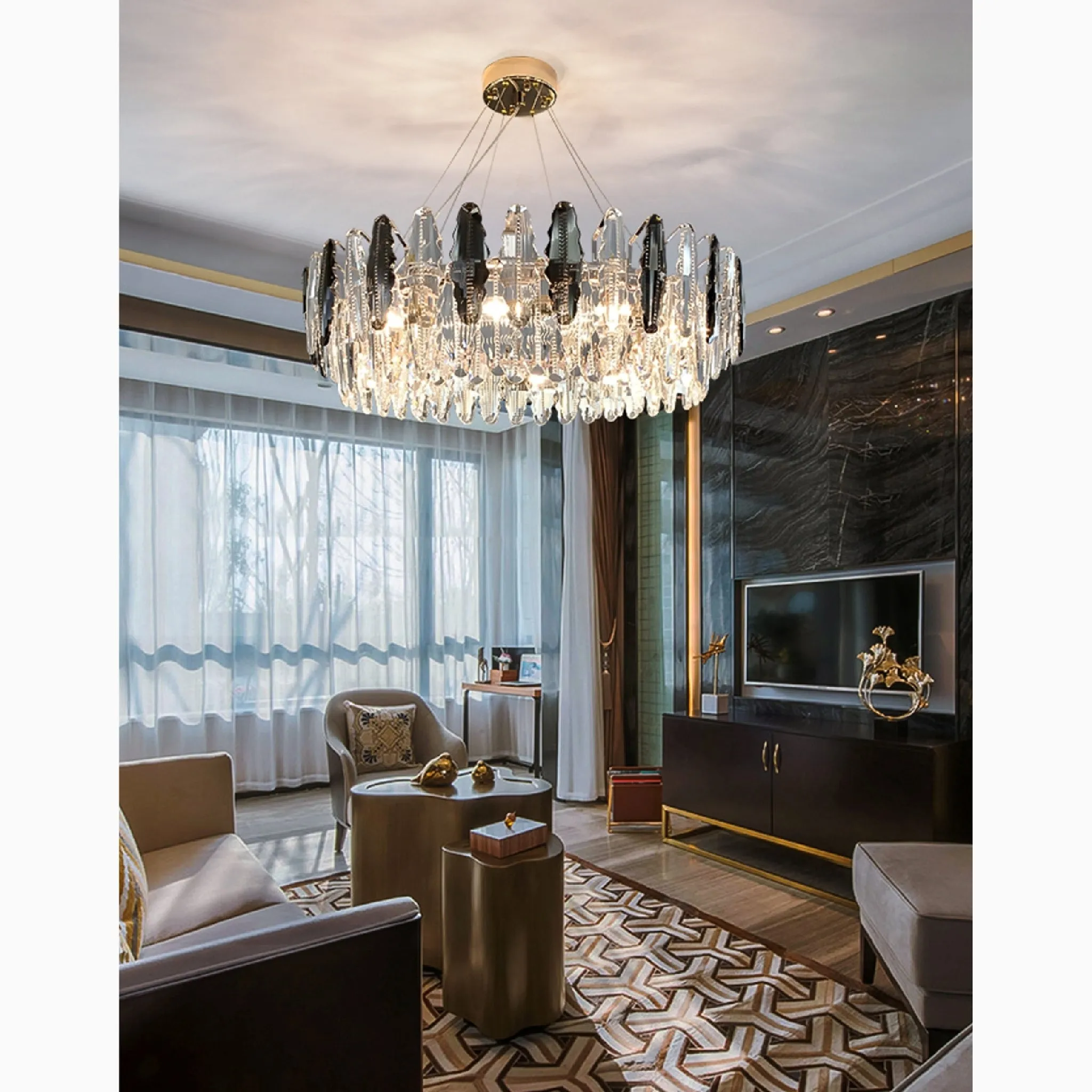 Almè | Elegant Luxury Gold Crystal Shine Chandelier