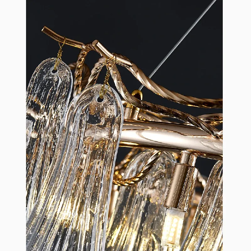 Alpette | Drum Gold Modern Crystal Glass Chandelier For Living room