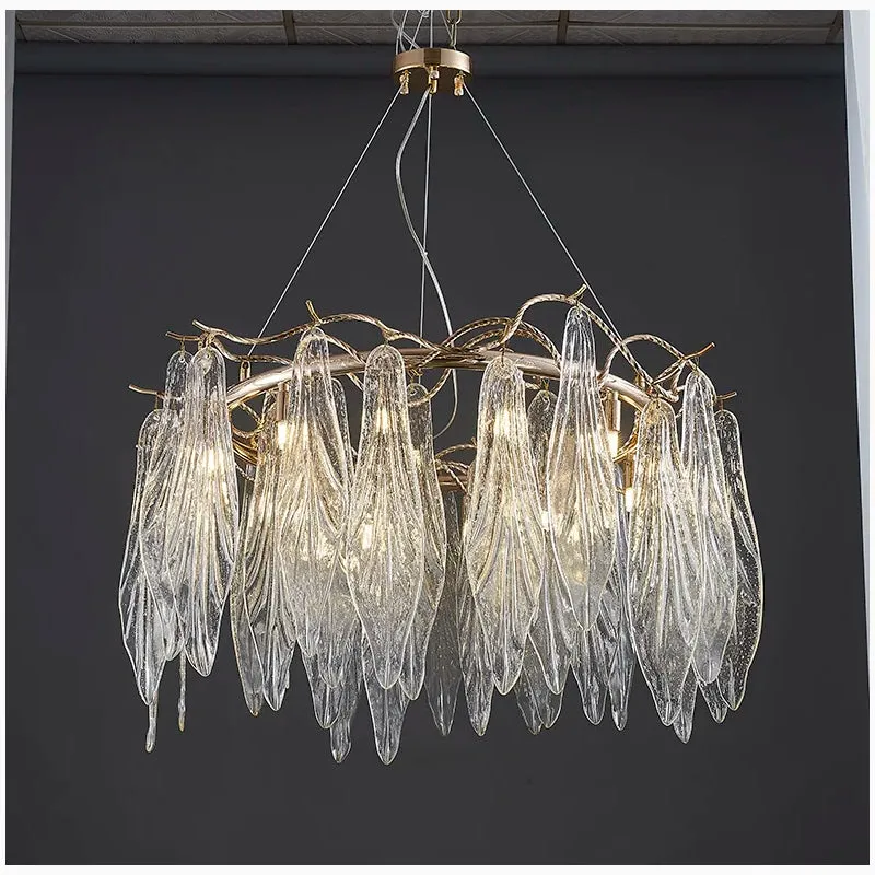 Alpette | Drum Gold Modern Crystal Glass Chandelier For Living room