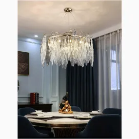 Alpette | Drum Gold Modern Crystal Glass Chandelier For Living room