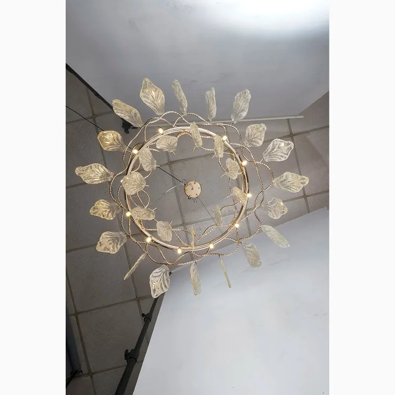 Alpette | Drum Gold Modern Crystal Glass Chandelier For Living room