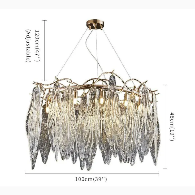 Alpette | Drum Gold Modern Crystal Glass Chandelier For Living room