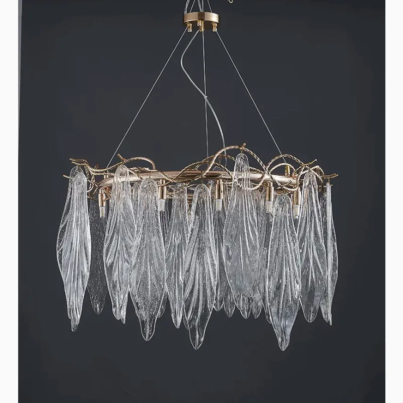 Alpette | Drum Gold Modern Crystal Glass Chandelier For Living room