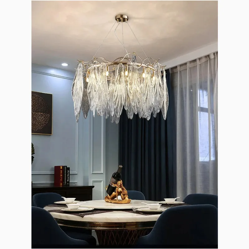 Alpette | Drum Gold Modern Crystal Glass Chandelier For Living room