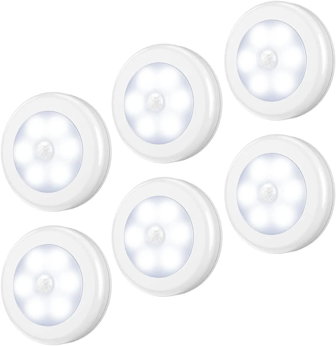 AMIR (Upgraded Version Motion Sensor Light, Cordless Battery-Powered LED Night Light, Stick-Anywhere Closet Light Stair Lights, Wall Lights for Hallway, Bedroom, Kitchen (White - Pack of 6)