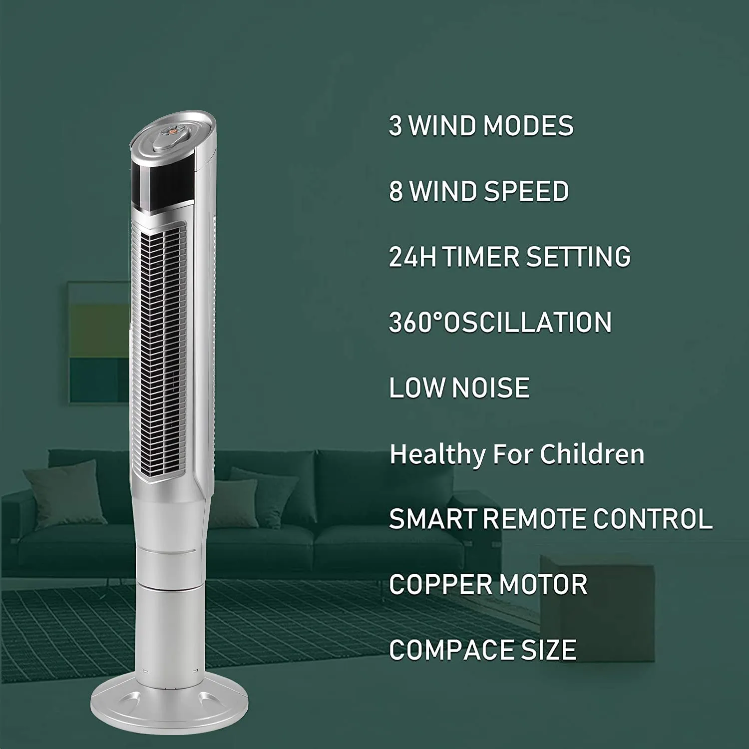 Antarctic Star 47'' Tower Fan Oscillating Fan Quiet Cooling Remote Control