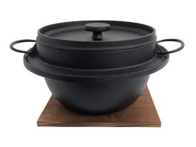 Asahi Nambu ironware Nanbu iron rice pot (with roasted cedar base) 5 go cooking IH compatible hagama C-9