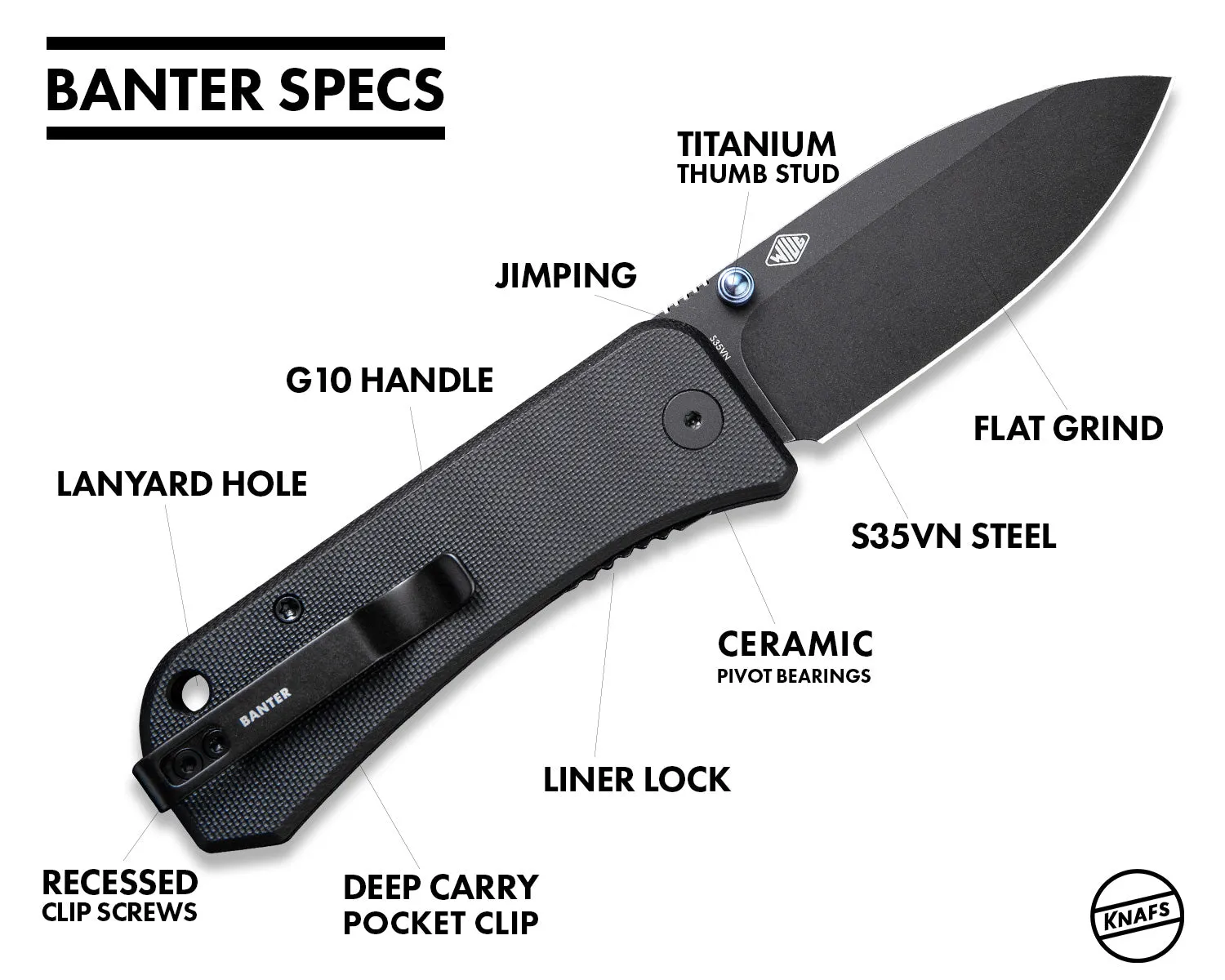 Banter Pocket Knife - Ben Blue - S35VN