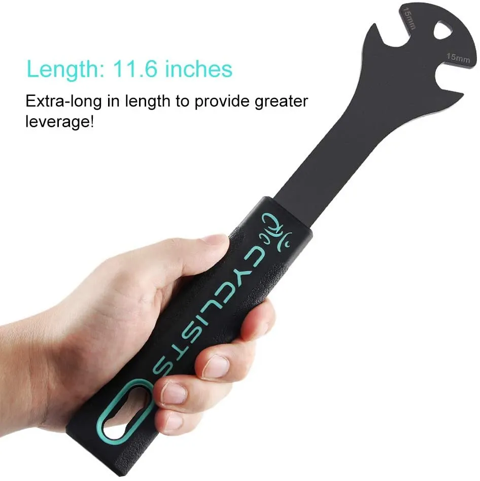 Bike Pedal Wrench Extra Long Handle - Pedal Spanner Double Wrench for MTB/Road Bike - Cycling Bicycle Repair Tool for Bike Pedals Removal an