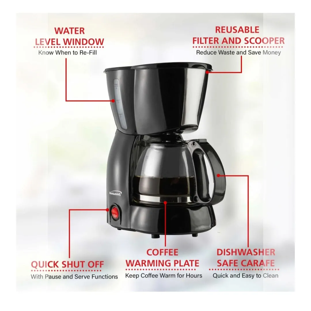 Brentwood 4-Cup Coffee Maker - Black