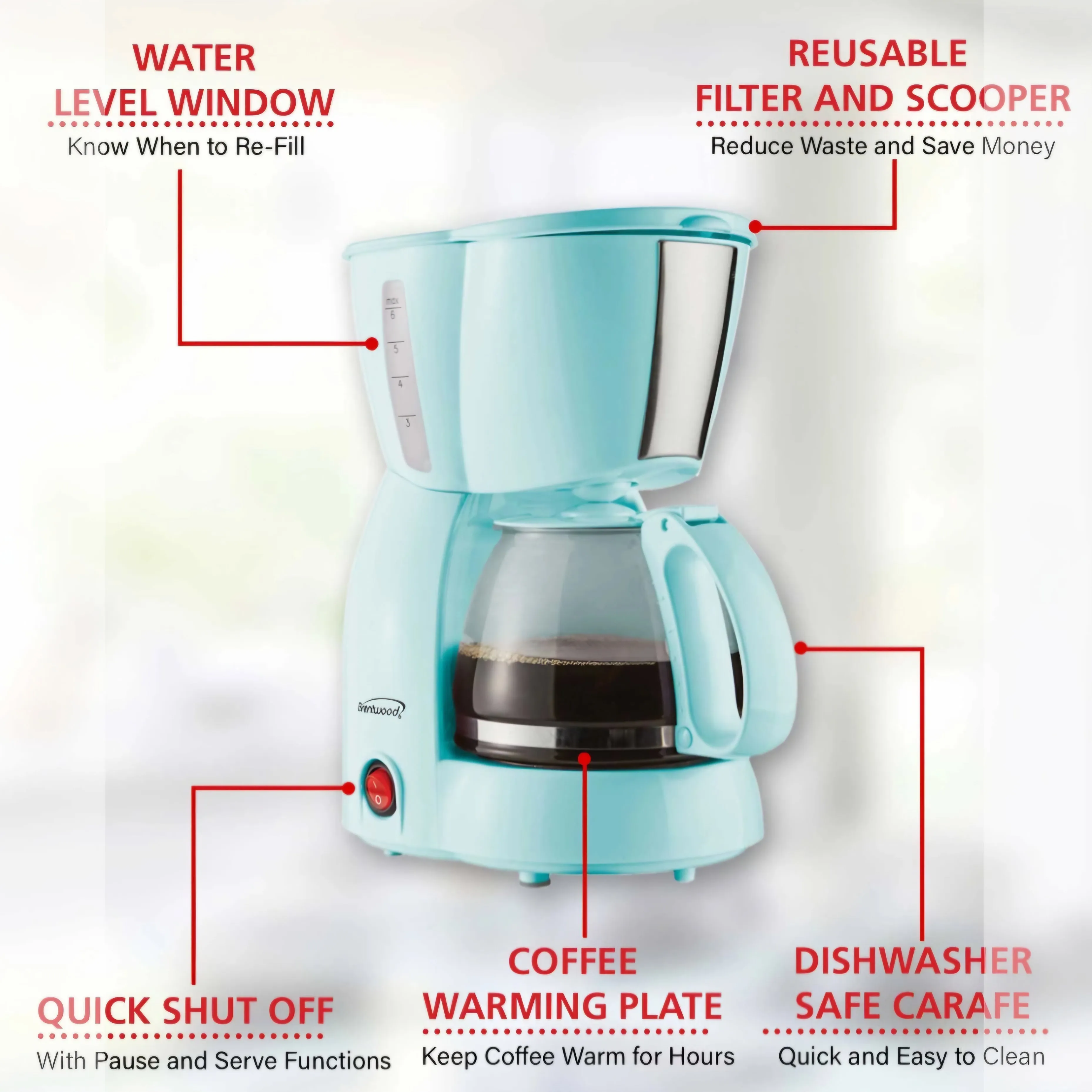 Brentwood 4-Cup Coffee Maker - Blue