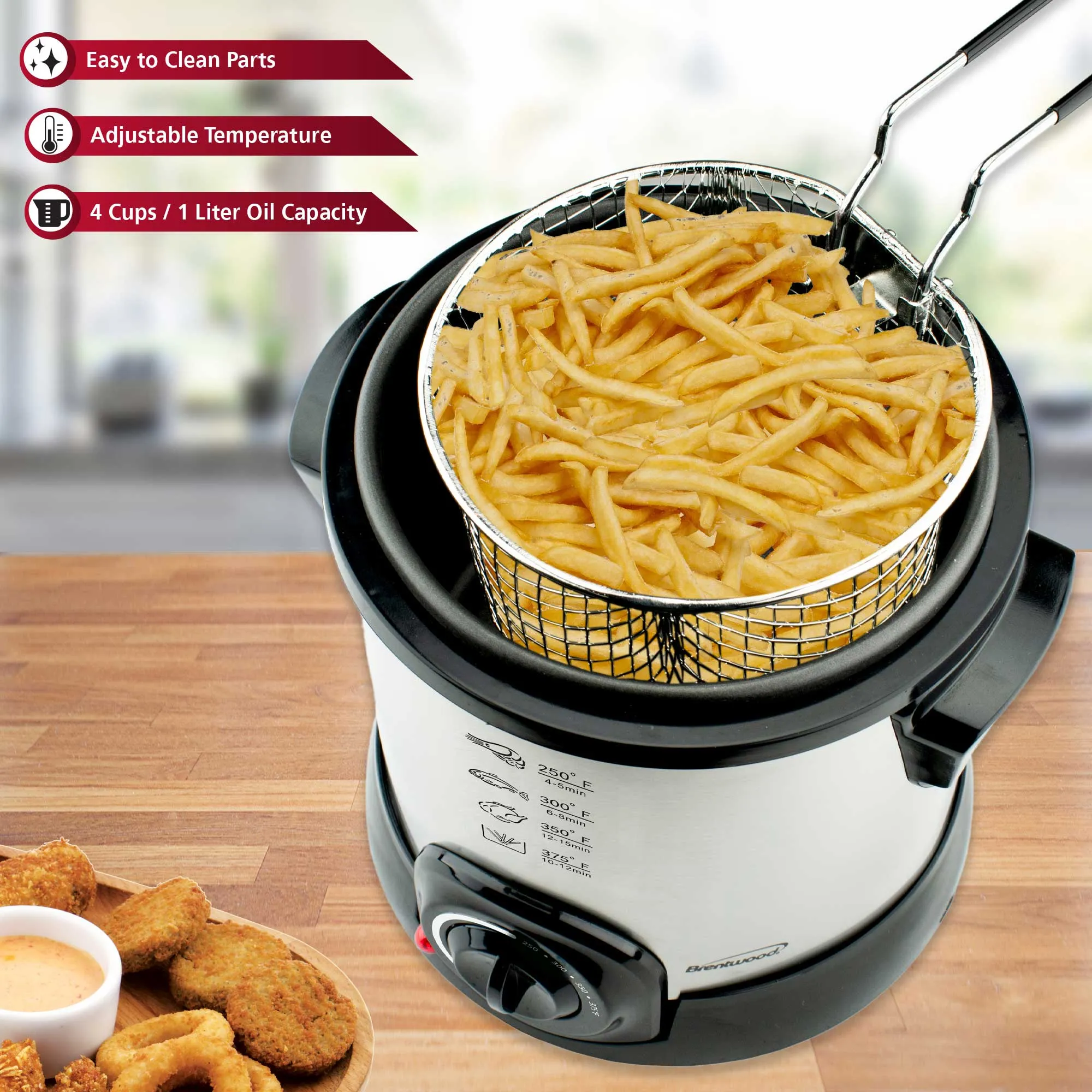 Brentwood DF-701 Electric Deep Fryer, 1-Liter, Stainless Steel