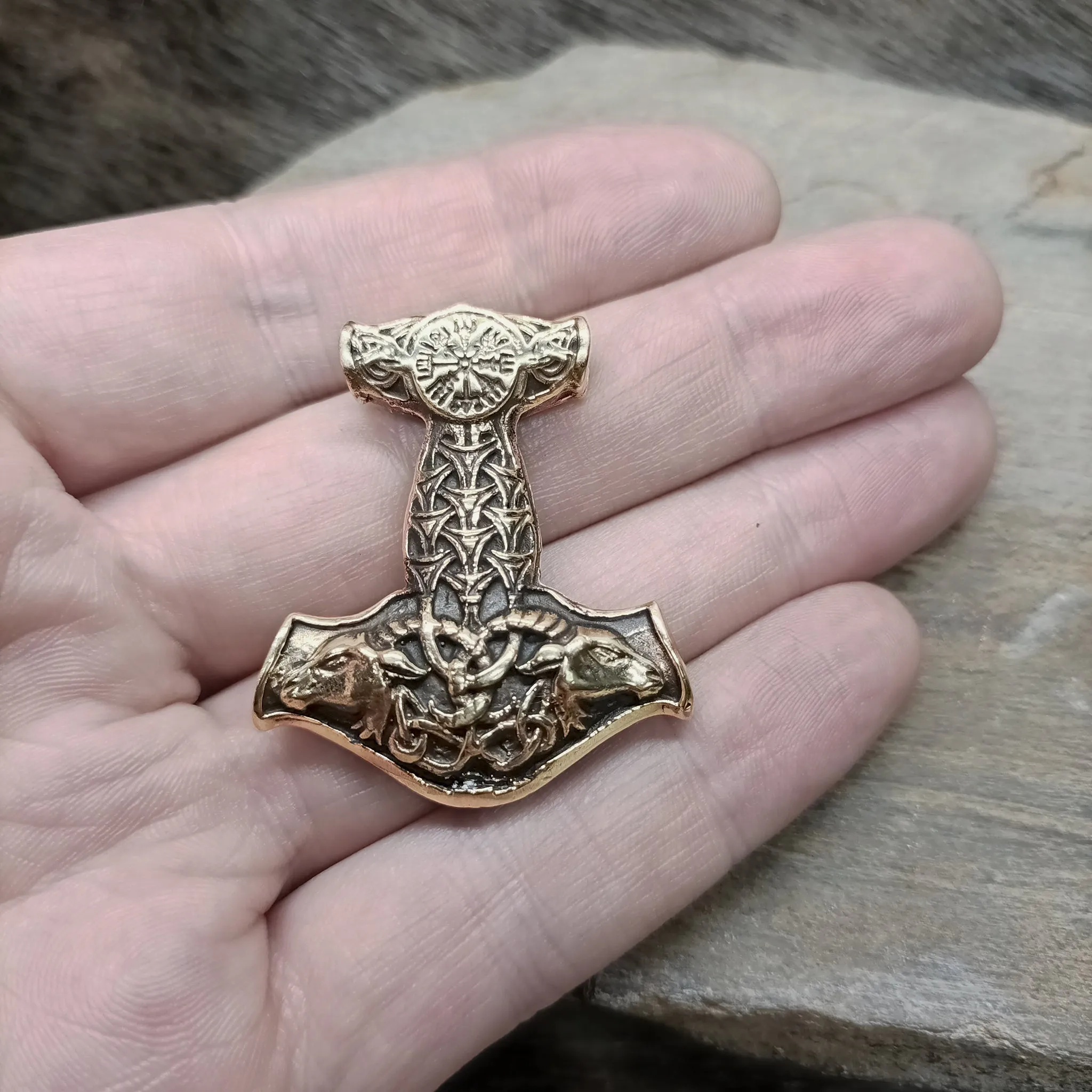 Bronze Goat Thors Hammer Pendant