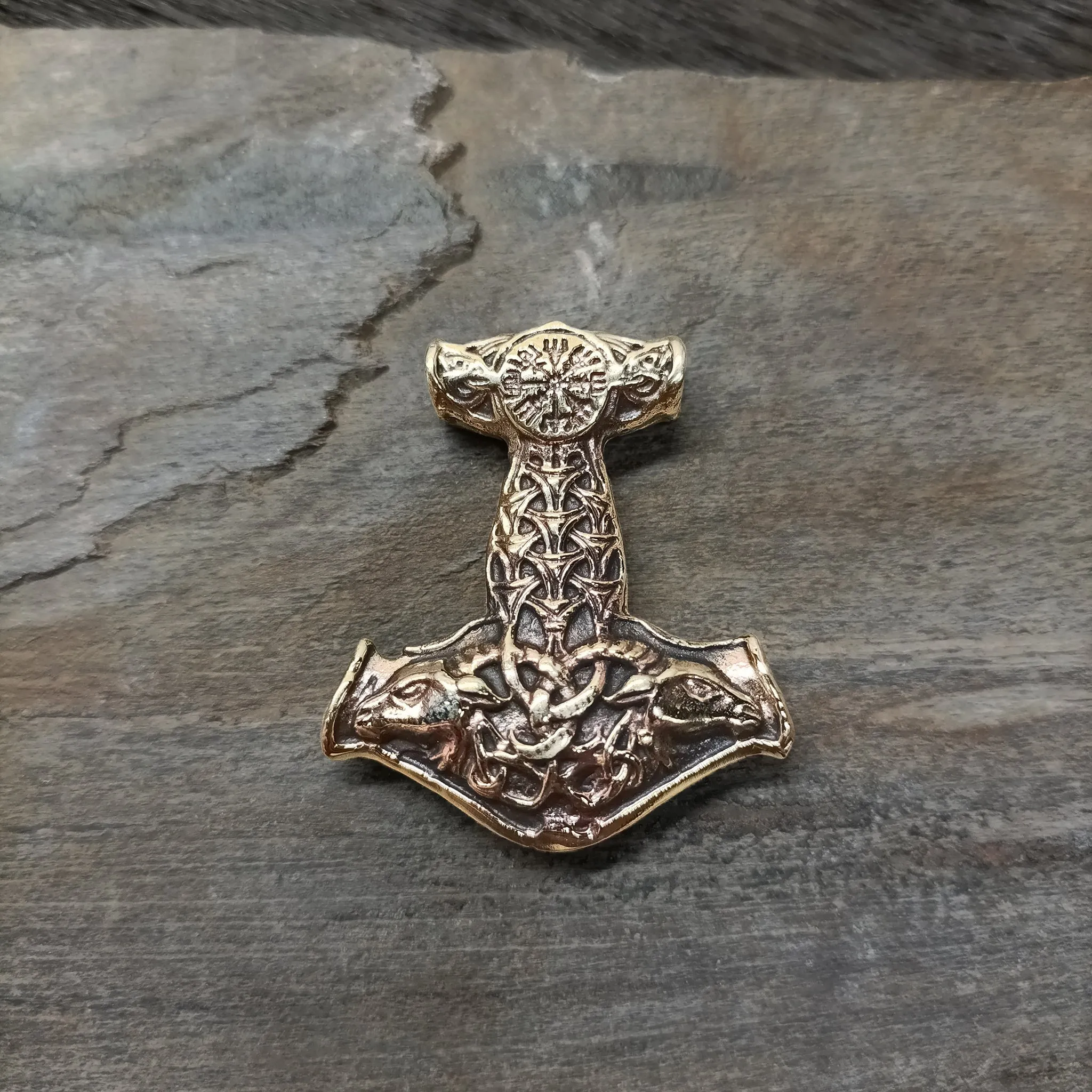 Bronze Goat Thors Hammer Pendant