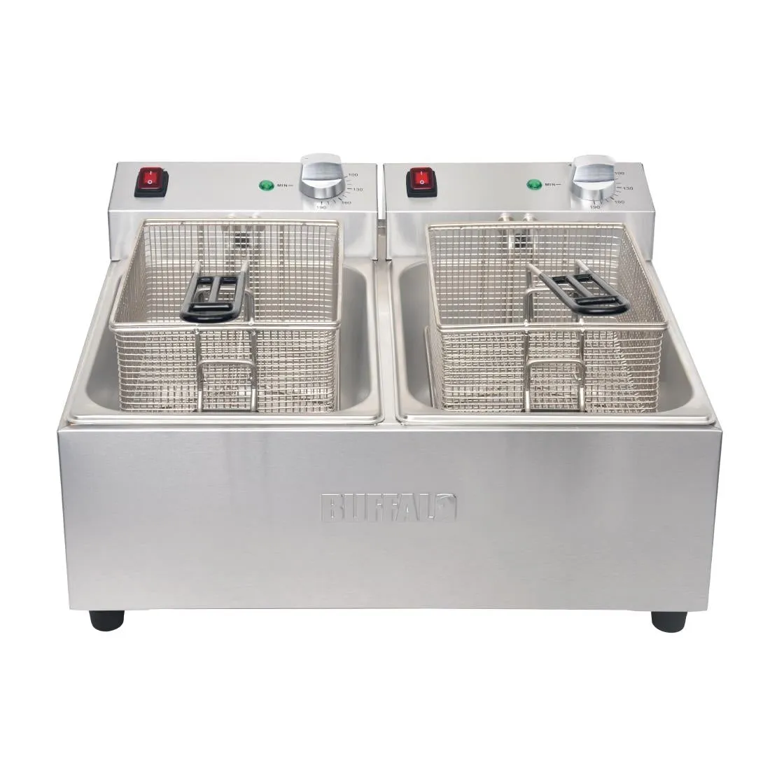 Buffalo Twin Tank Twin Basket 2x5Ltr Countertop Fryer 2x2.8kW - FC257