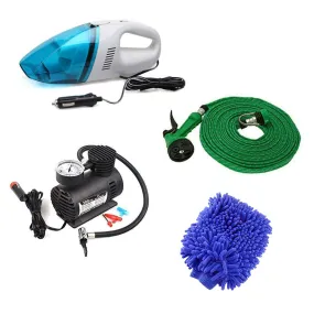 Car Care Combo - Air Compressor   Water Gun   Car Vacuum Cleaner   Micro Fiber Glove