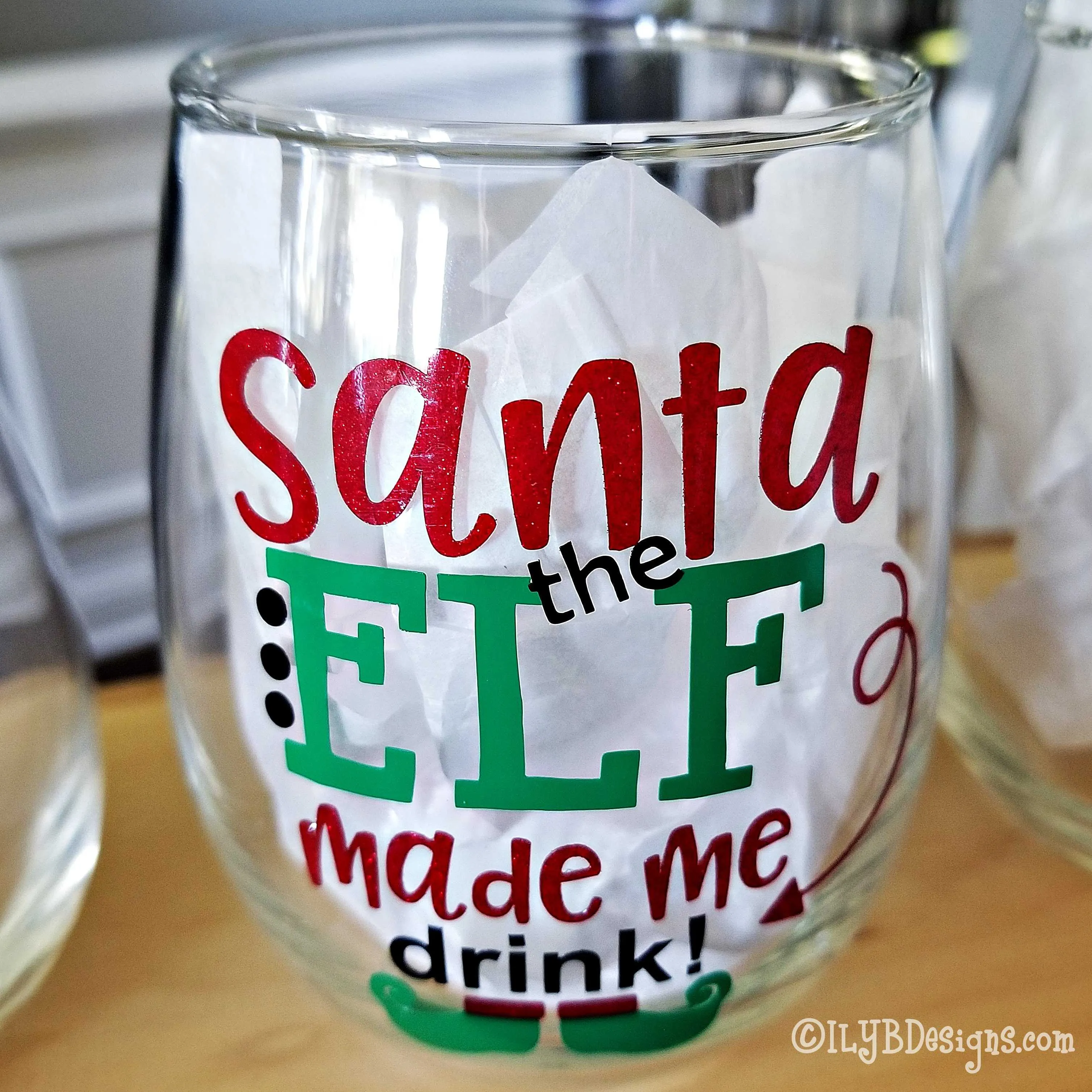 Christmas Wine Glass - Santa the Elf Made Me Drink Stemless Wine Glass - Christmas Gift - Stocking Stuffer - White Elephant Gift