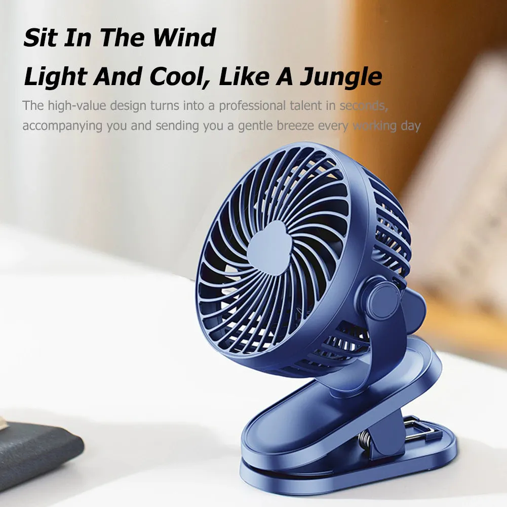 Clip On Desk Rechargeable Fan-Black