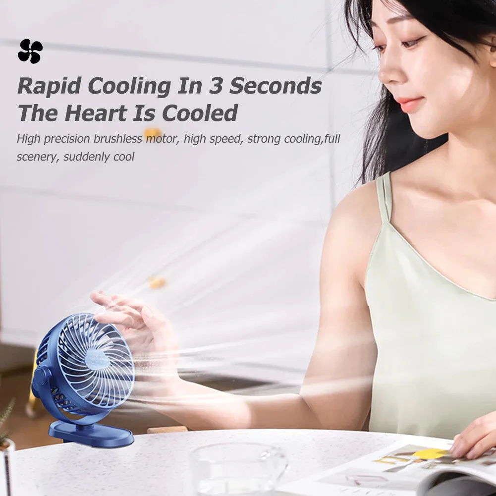 Clip On Desk Rechargeable Fan-Blue