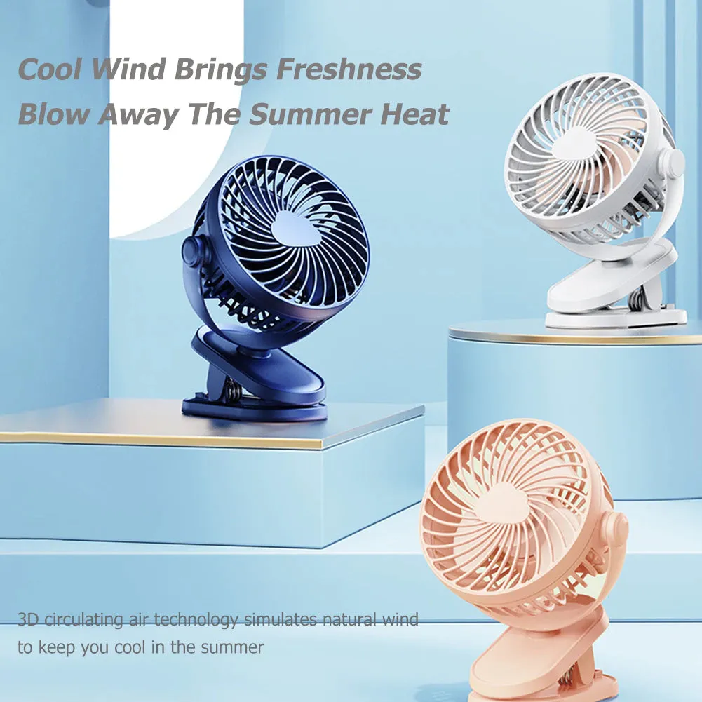 Clip On Desk Rechargeable Fan-Blue