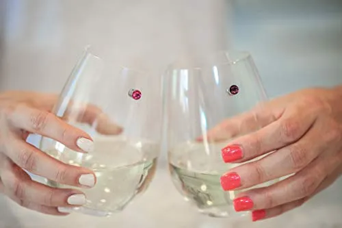 Crystal Magnetic Wine Glass Charms Set of 12 Glass Markers that Work on Stemless Glasses - Gift/Storage Box Included