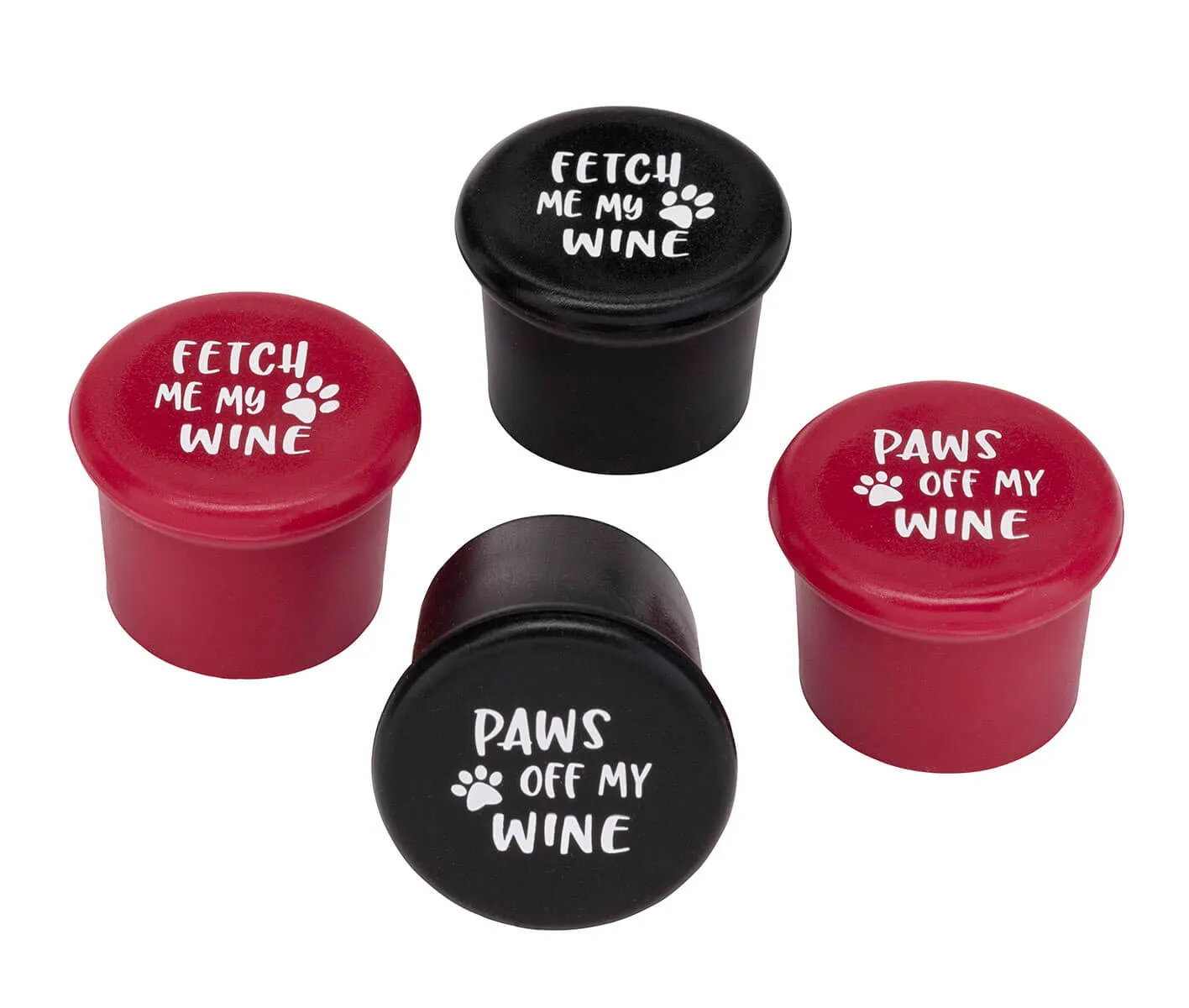 Dog Lover Wine Glass with Funny Saying and 4 Wine Bottle Stoppers