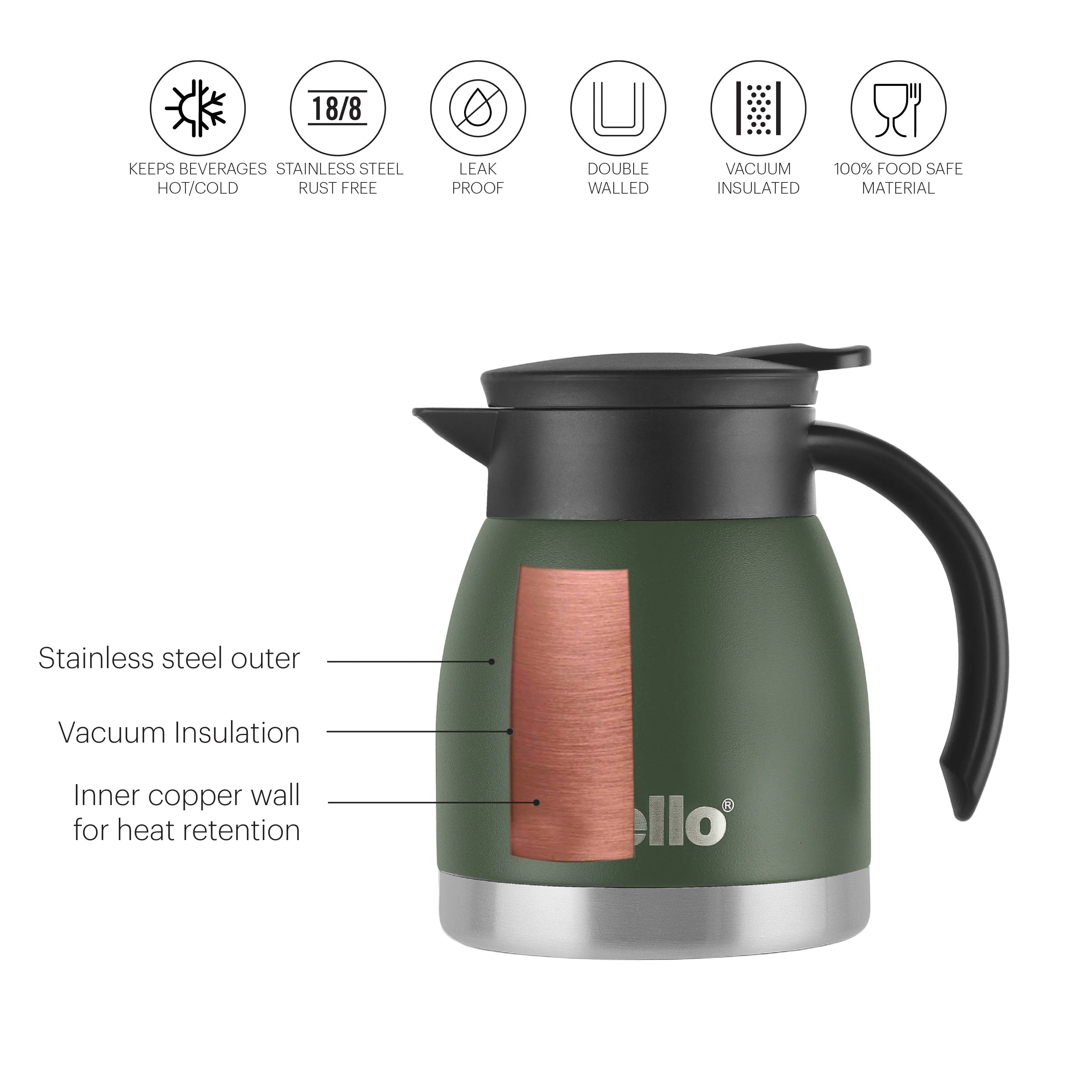 Duro Pot Double Walled Vacuum Insulated Teapot, 600ml