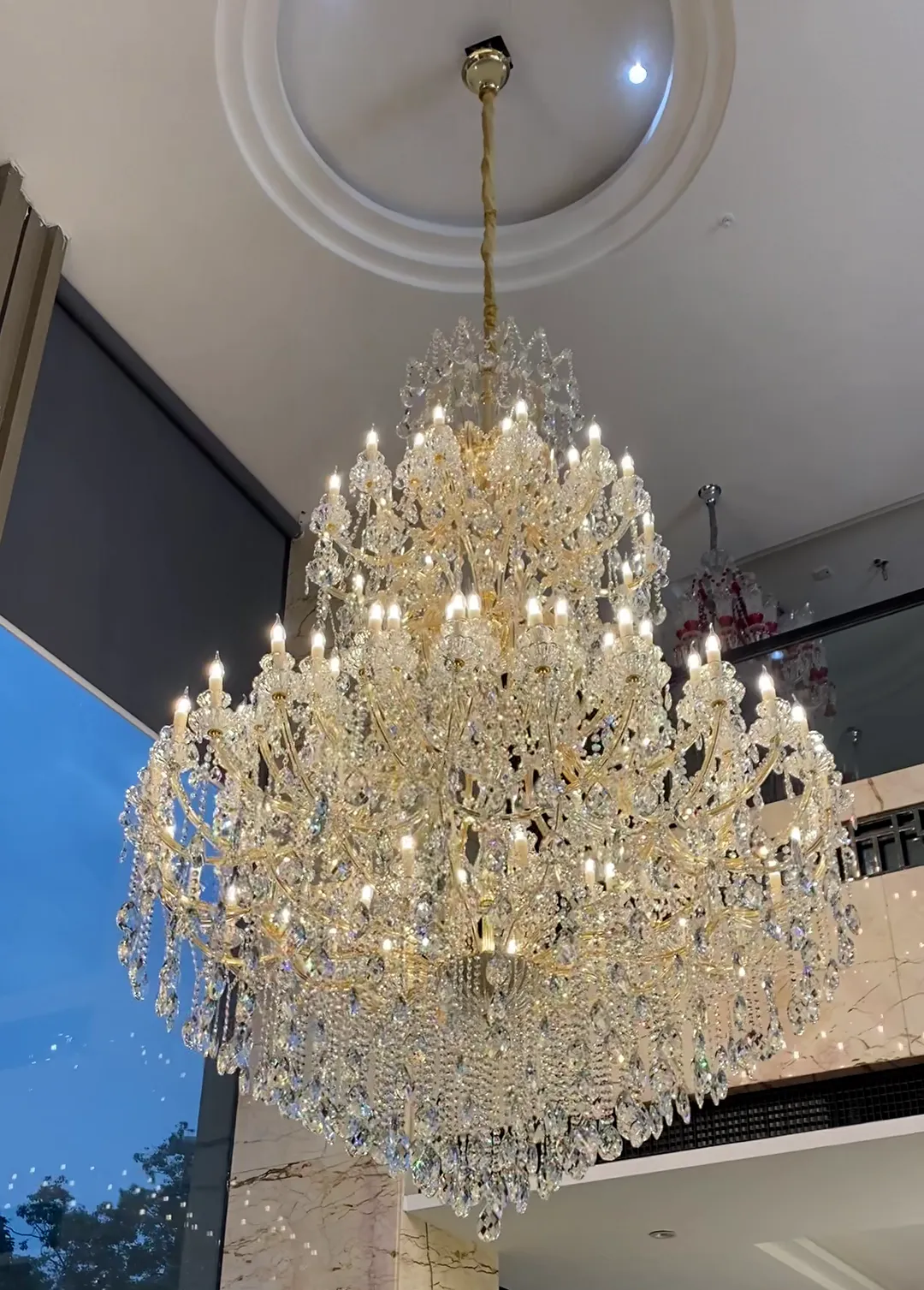 Extra Large Multi-layers Candle Chandelier in Chrome/Gold Finish Color